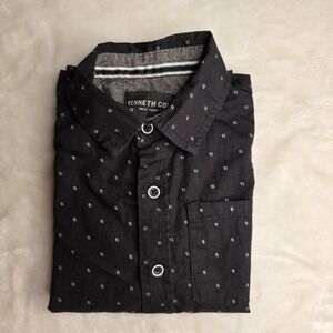 Kenneth Cole Boys Black  Patterned  Short Sleeve Button‎ Up Shirt Size 4T
